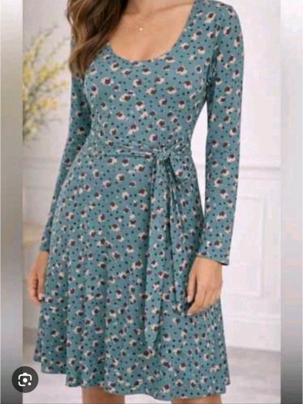 Boden Silvia Faux Wrap Dress Long Sleeve Floral Sage Green Dress